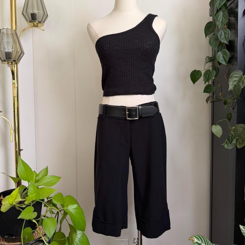 Vintage 90s A Byer Black Wide Leg Cropped Trousers Capris Size 11